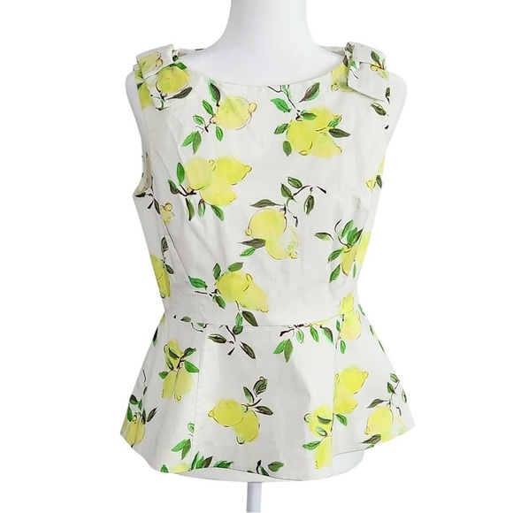 EUC Kate Spade Thalia Lemon Peplum Top size 10 - Picture 2 of 5